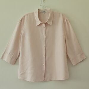 Jil Sander Linen Button Front Blouse Baby Pink Minimalist Size 44 (Extra Large)‎